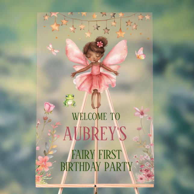 Whimsical Fairy First Birthday Welcome Sign (Neutral)