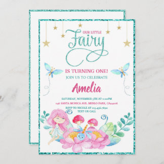 Whimsical Fairy First Magic Birthday Invitation
