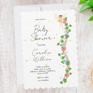 Whimsical Fairy Flower Vines Baby Bridal Shower Invitation