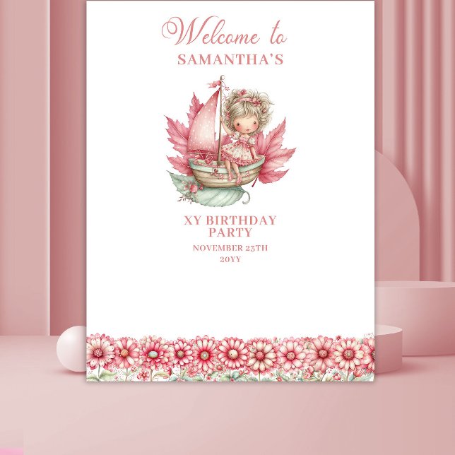 Whimsical Fairy Flowers 5th Birthday Backdrop Tapestry (Whimsical Fairy Flowers 5th Birthday Backdrop)