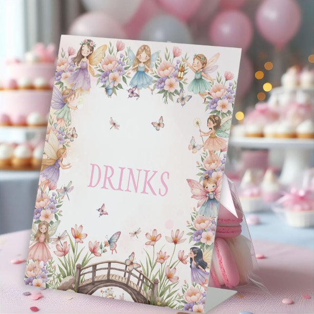 Whimsical fairy garden 1st birthday Drinks Pedestal Sign (Creator Uploaded)