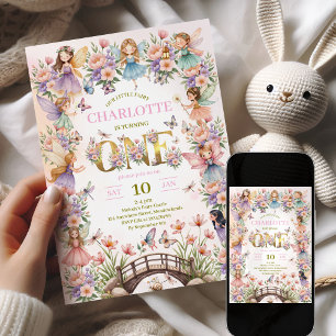 Whimsical fairy garden 1st birthday Invitation