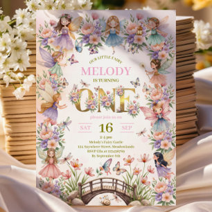 Whimsical fairy garden 1st birthday Invitation
