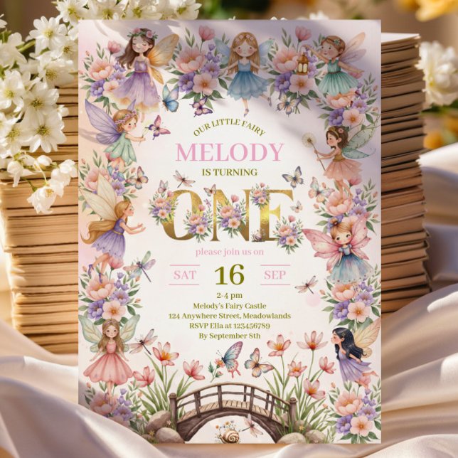 Whimsical fairy garden 1st birthday Invitation (Creator Uploaded)