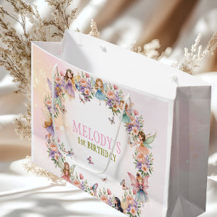 Whimsical fairy garden 1st birthday  large gift bag