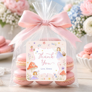 Whimsical Fairy Garden Birthday Party Thank You Square Sticker