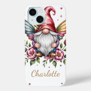 Whimsical Fairy Garden Gnome with Butterfly Wings iPhone 15 Case