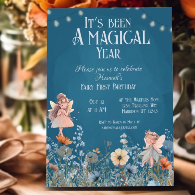 Whimsical Fairy Garden Magic First Birthday Invitation (Creator Uploaded)