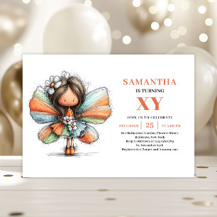Whimsical Fairy Girl 1st Birthday Pastel Floral  Invitation