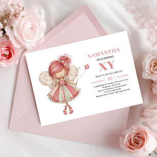 Whimsical Fairy Girl 6th Birthday Blush Pink  Invitation