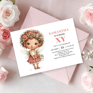 Whimsical Fairy Girl Birthday Blush Floral invite