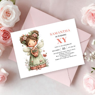 Whimsical Fairy Girl Birthday Blush Pink invite
