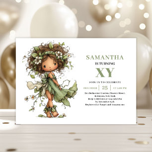 Whimsical Fairy Girl Birthday Pastel Green Invite