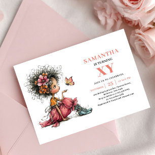 Whimsical Fairy Girl Birthday Pink Floral invite