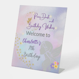 Whimsical Fairy Girl Welcome Pedestal Sign
