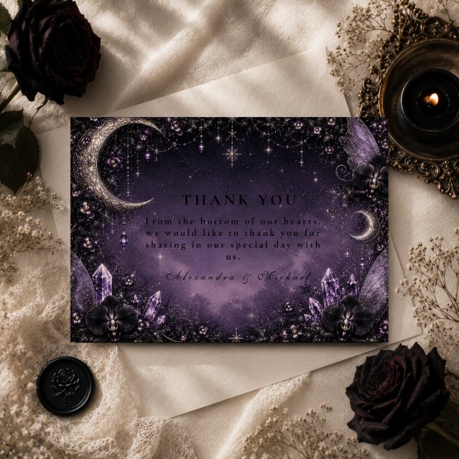 Whimsical Fairy Goth Wedding Thank You Card (Creator Uploaded)