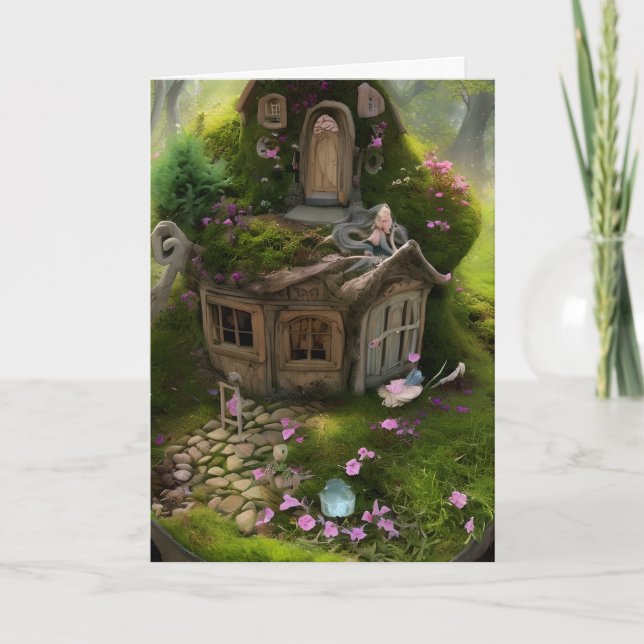 Whimsical Fairy House And Garden Card (Front)