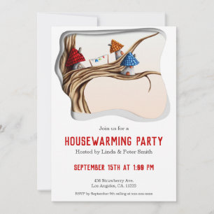 Whimsical Fairy Houses on a Tree Housewarming Invi Invitation