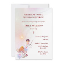 Whimsical Fairy Magical 4th Birthday Invitation 