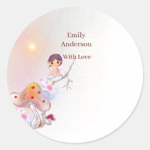 Whimsical Fairy Magical 4th Birthday round sticker