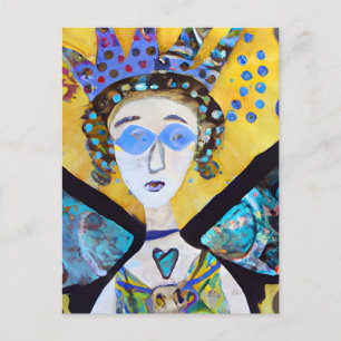 Whimsical Fairy Mixed Media Collage Postcard