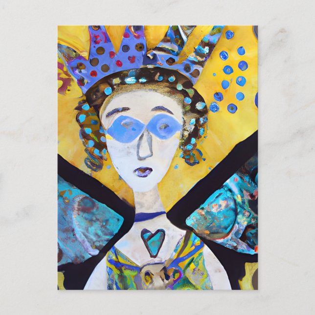 Whimsical Fairy Mixed Media Collage Postcard (Front)