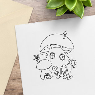 Whimsical Fairy Mushroom Colour Me Rubber Stamp