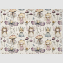 Whimsical Fairy & Mushroom Flower Garden Decoupage