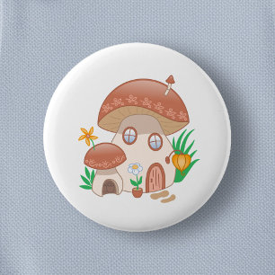 Whimsical Fairy Mushroom House 6 Cm Round Badge