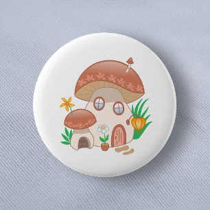 Whimsical Fairy Mushroom House 6 Cm Round Badge