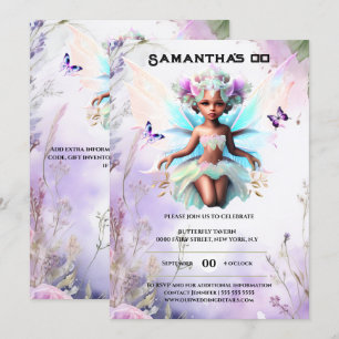 Whimsical fairy princess african american girls invitation