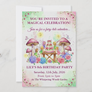 Whimsical Fairy Tale Birthday Card Invitation