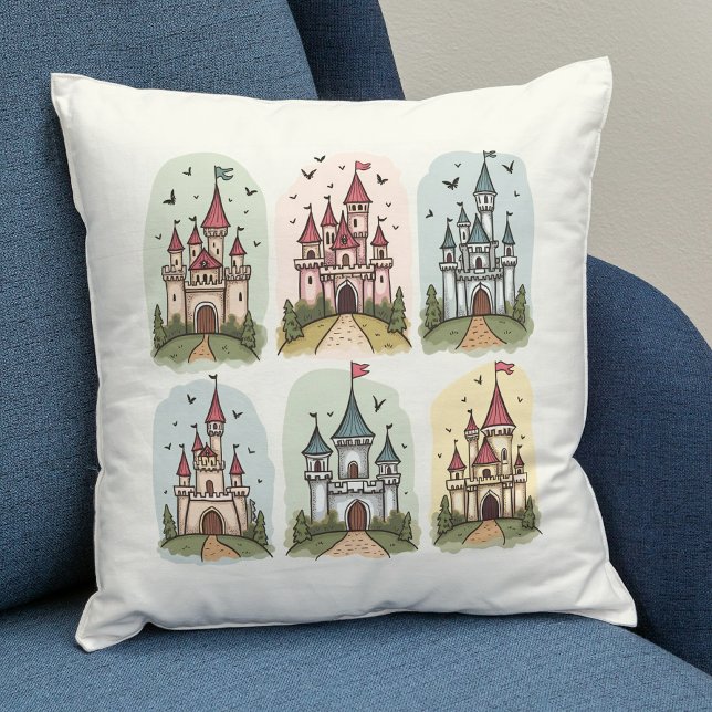 Whimsical Fairy Tale Castles Cushion (Creator Uploaded)