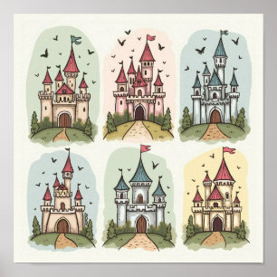 Whimsical Fairy Tale Castles Poster
