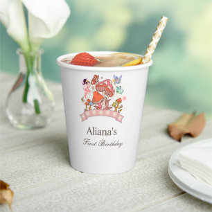 Whimsical Fairy Tale Green First Birthday Paper Cups