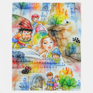Whimsical Fairy Tale Illustration Fleece Blanket