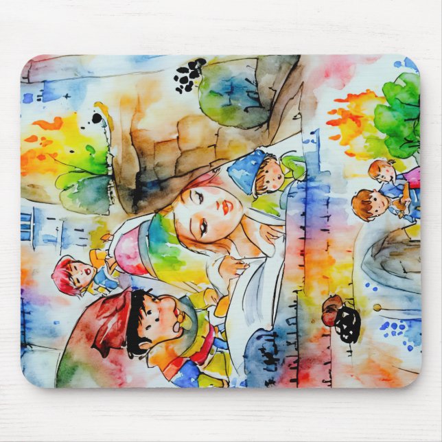 Whimsical Fairy Tale Illustration Mouse Pad (Front)