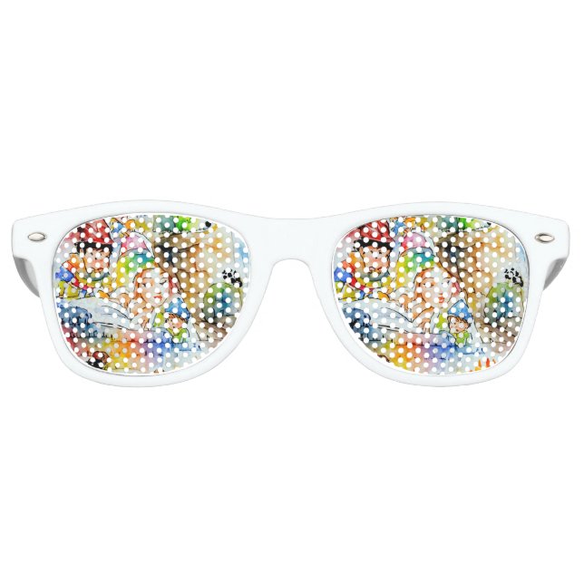 Whimsical Fairy Tale Illustration Retro Sunglasses (Front)
