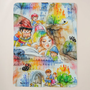 Whimsical Fairy Tale Illustration Sherpa Blanket