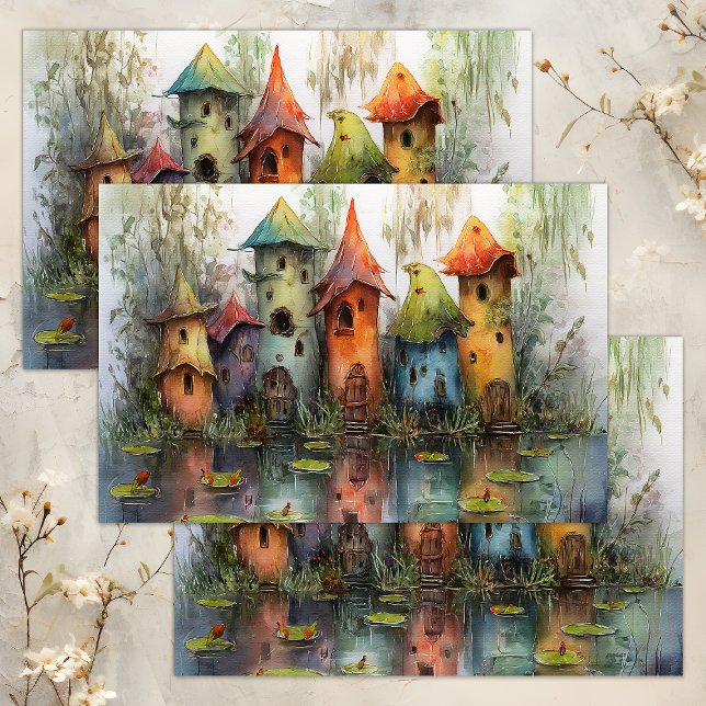 WHIMSICAL FAIRY VILLAGE DECOUPAGE TISSUE PAPER (WHIMSICAL FAIRY VILLAGE DECOUPAGE TISSUE PAPER)