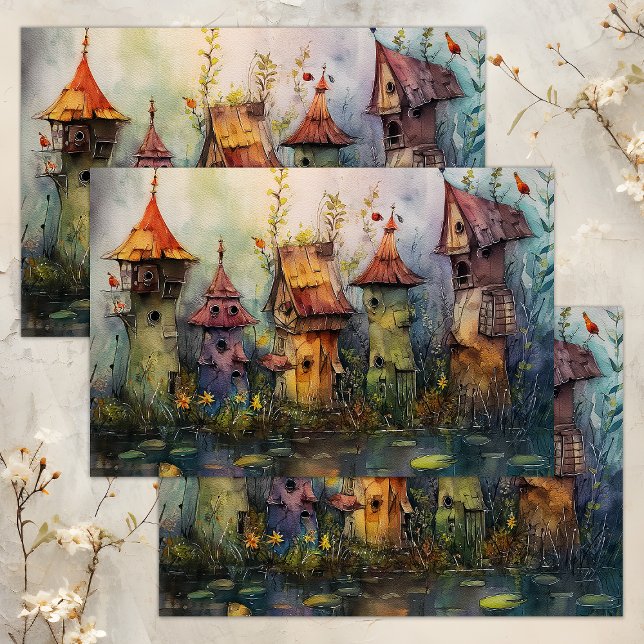 WHIMSICAL FAIRY VILLAGE DECOUPAGE TISSUE PAPER (WHIMSICAL FAIRY VILLAGE DECOUPAGE TISSUE PAPER)