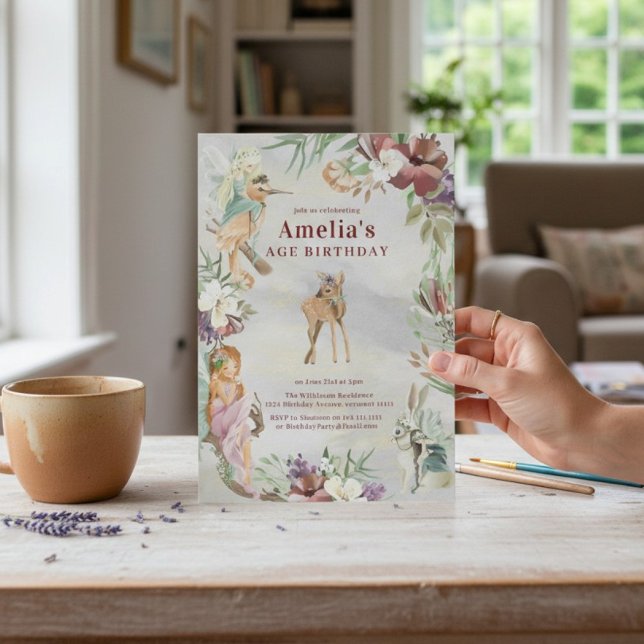 Whimsical Fairy Woodland Floral Birthday Invitation (Creator Uploaded)