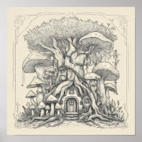 Whimsical Fairytale Art: Joyful Gnome Home