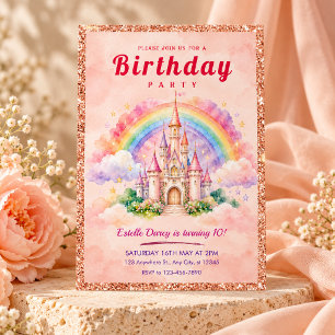 Whimsical Fairytale Castle Tenth Birthday Invitati Invitation