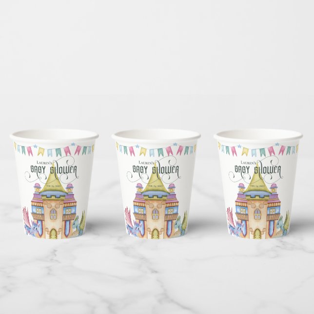 Whimsical Fairytale Dragon Baby Shower Paper Cups (Multi)