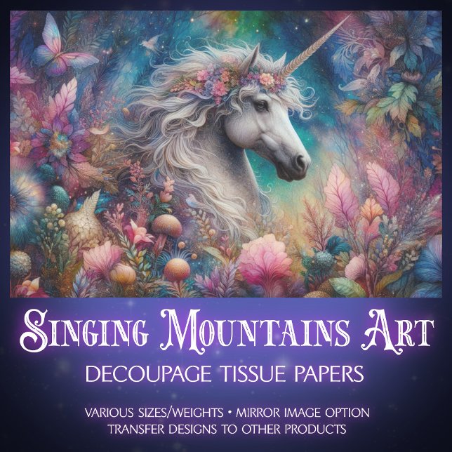 Whimsical Fairytale Forest Unicorn Decoupage  Tissue Paper (Creator Uploaded)