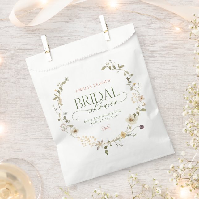 Whimsical Fairytale Garden & Bows Bridal Shower Favour Bag (Clipped)