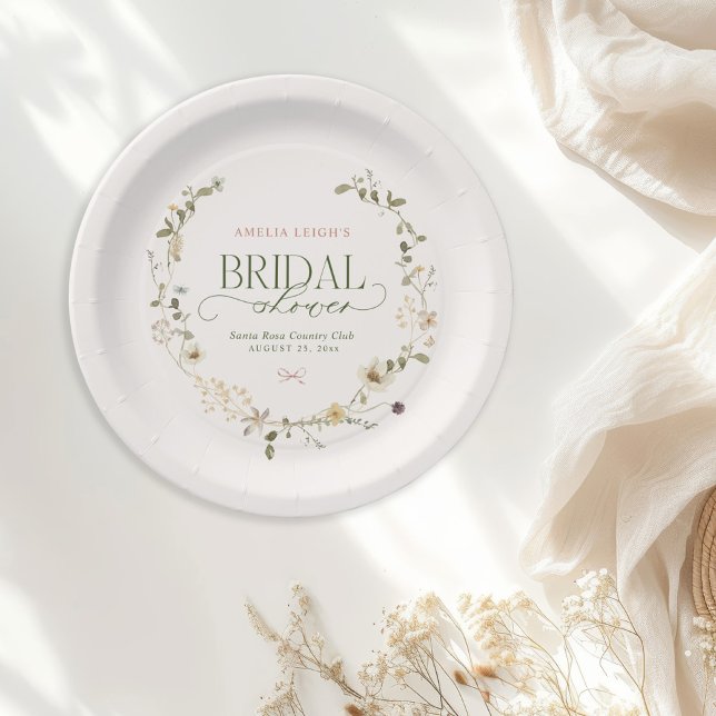 Whimsical Fairytale Garden & Bows Bridal Shower Paper Plate (Creator Uploaded)