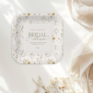 Whimsical Fairytale Garden & Bows Bridal Shower Paper Plate