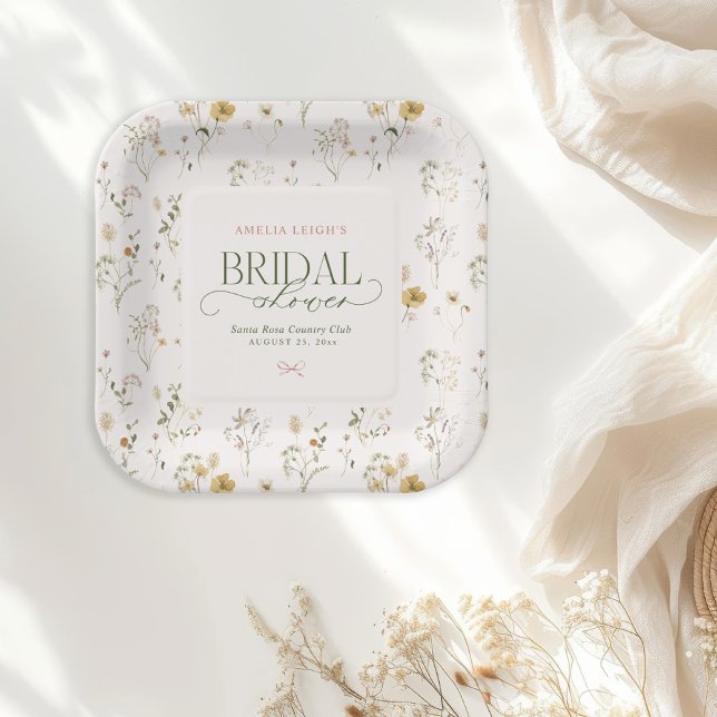 Whimsical Fairytale Garden & Bows Bridal Shower Paper Plate (Creator Uploaded)